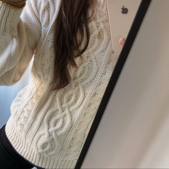 THE CABLE KNIT SWEATER — In Cream - Picture 9 of 10